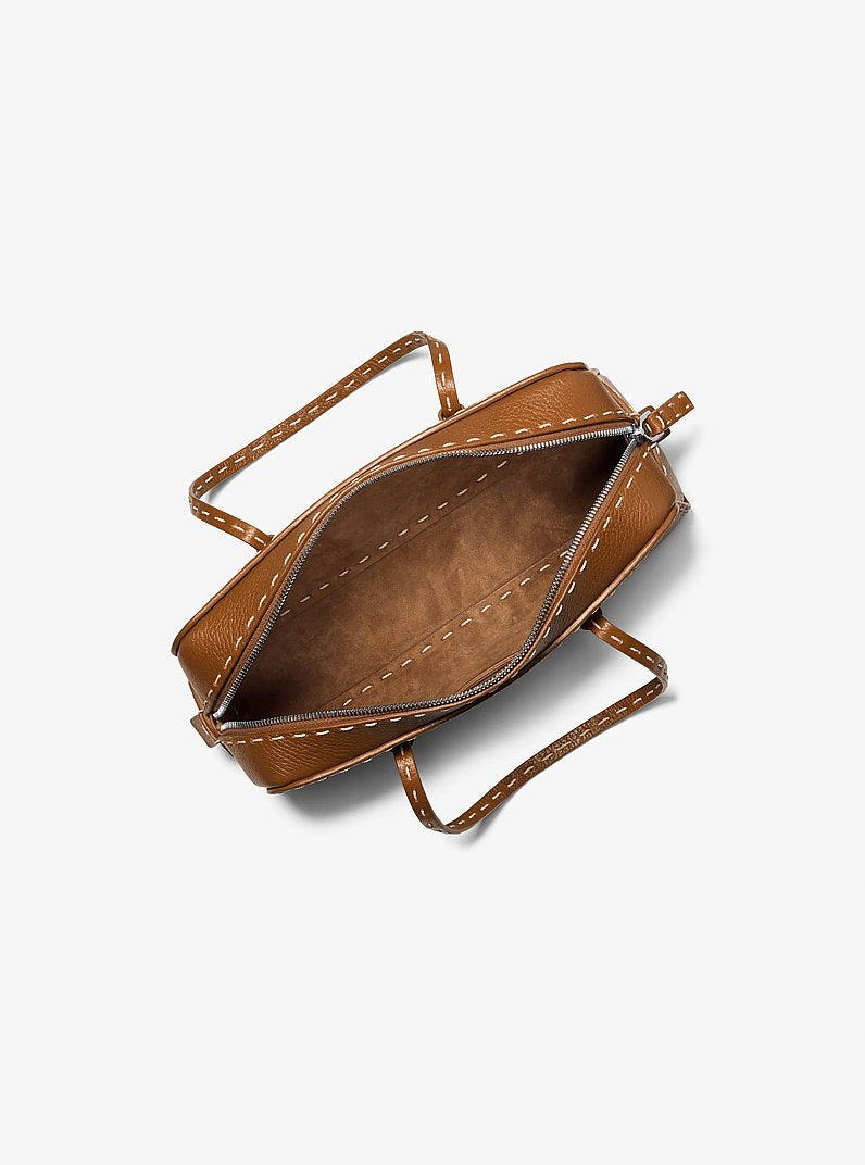 Roberta Hand-Stitched Pebbled Leather Satchel Cinnamon Cinnamon