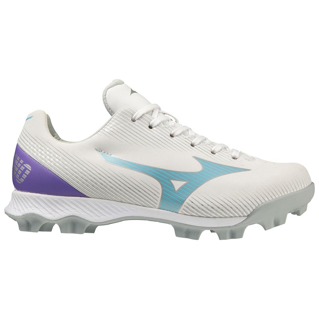 Mizuno Wave Finch Lightrevo Youth Girl S Molded Fastpitch Softball Cleat White Blue