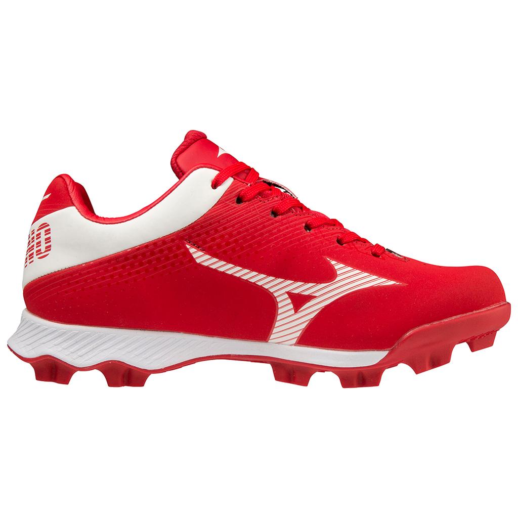 Mizuno Wave Lightrevo Tpu Junior Molded Low Baseball Cleat Red White