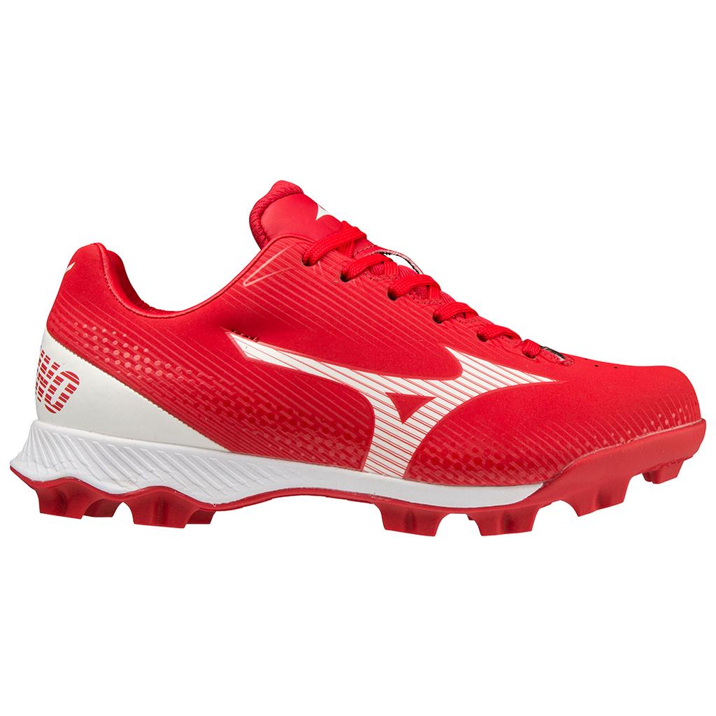 Mizuno Wave Lightrevo Tpu Junior Molded Low Baseball Cleat Red White