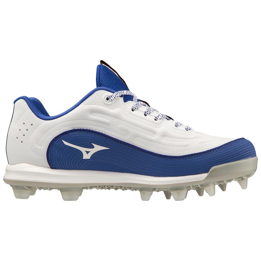 Mizuno 9 Spike Advanced Finch Elite 6 Low Women's Tpu Molded Fastpitch Softball Cleat White Royal
