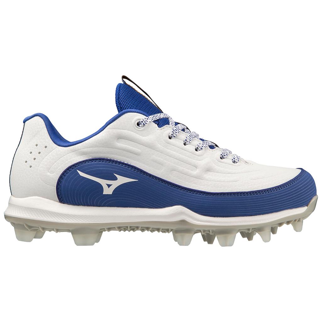 Mizuno 9 Spike Advanced Finch Elite 6 Low Women's Tpu Molded Fastpitch Softball Cleat White Royal