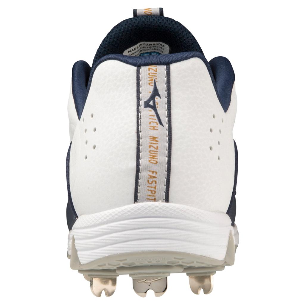Mizuno 9 Spike Swift 8 Low Women's Metal Fastpitch Softball Cleat White Navy