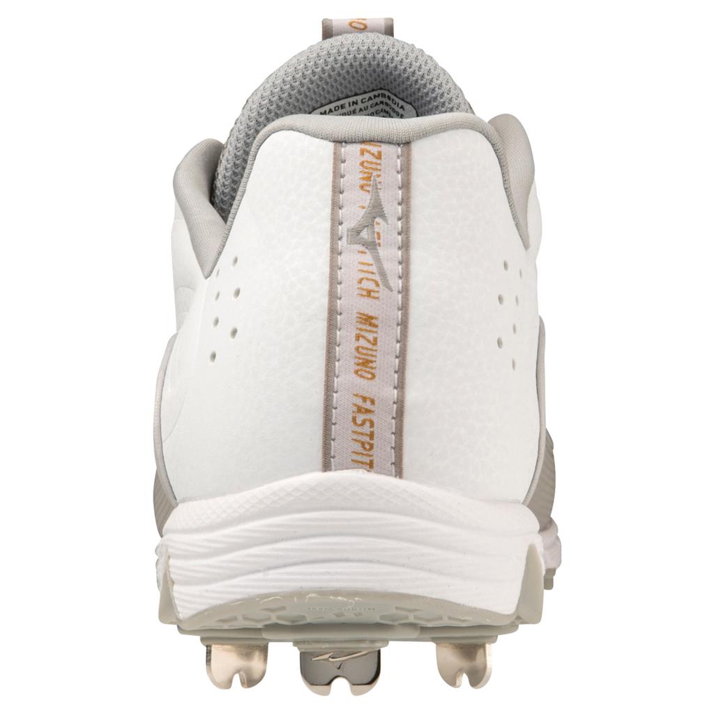 Mizuno 9 Spike Swift 8 Low Women's Metal Fastpitch Softball Cleat White Grey