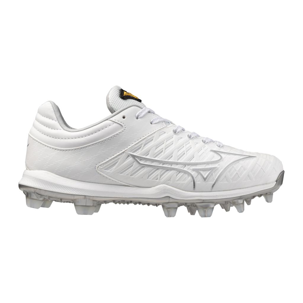 Mizuno Women's Pro Fp Low Tpu Fastpitch Softball Cleat White Silver