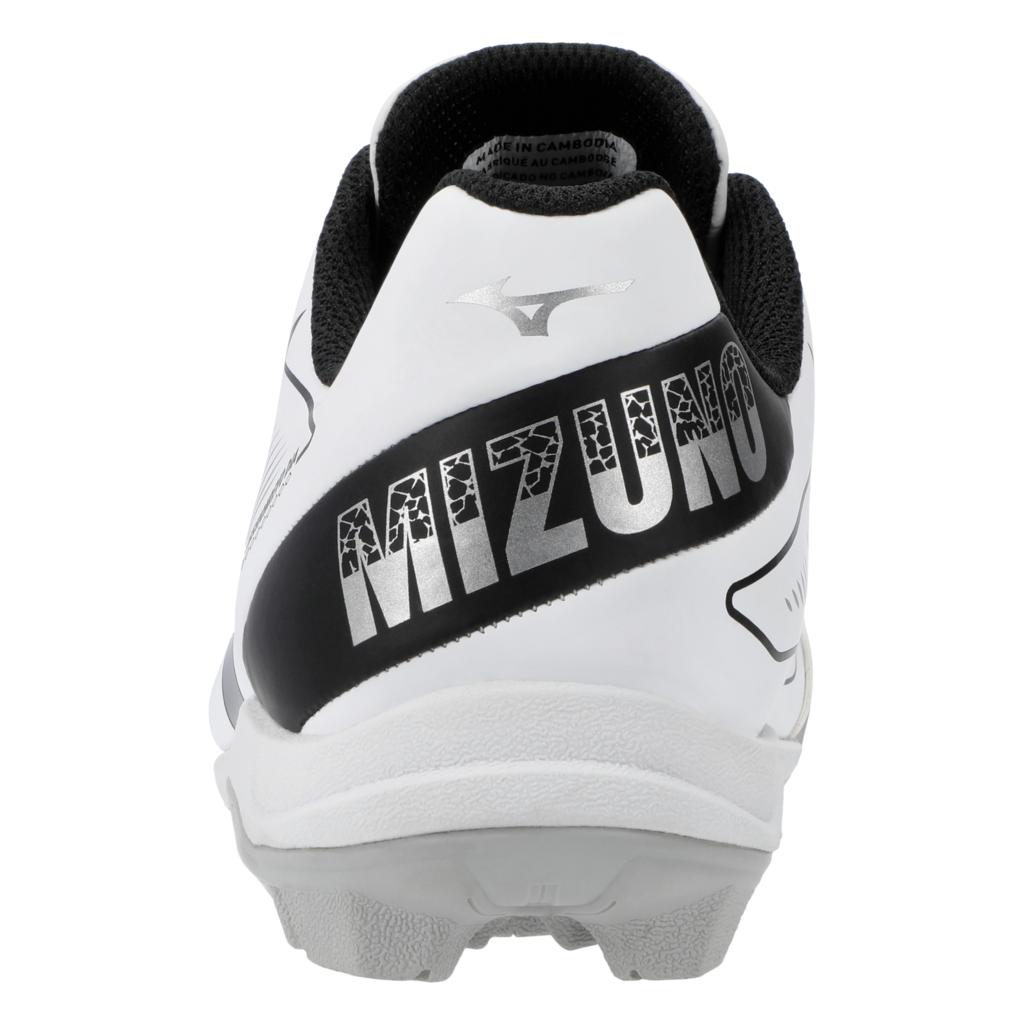 Mizuno Youth Cushionrevo Diamond Jr Low Baseball Cleat White Black
