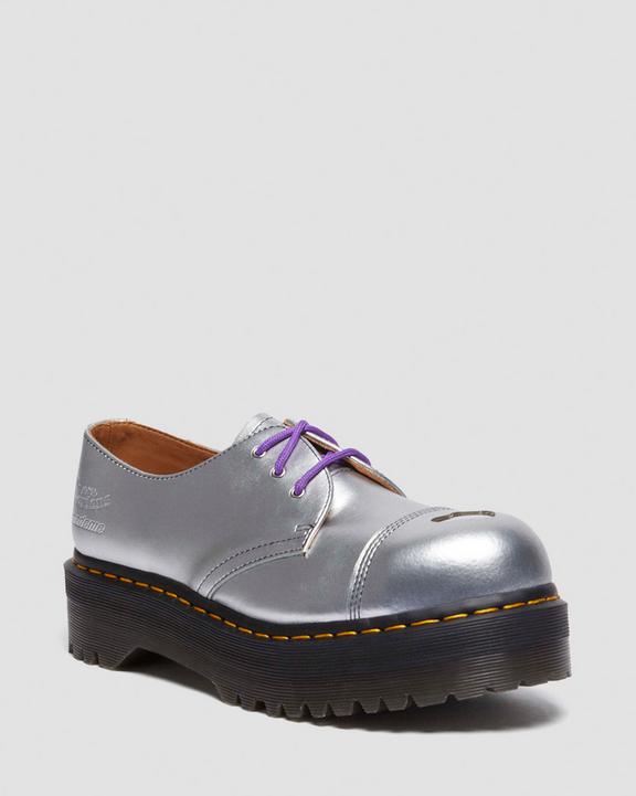 Martens 1461 Platform Mademe Leather Oxford Shoes Silver Womens UK