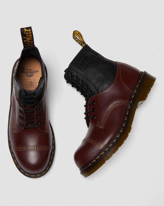 Dr Martens 1460 / 1461 Mm6 Steel Toe Leather Boots - Black+Oxblood