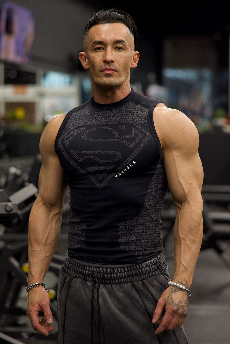 YoungLA 3047 Superman Compression Tanks Black