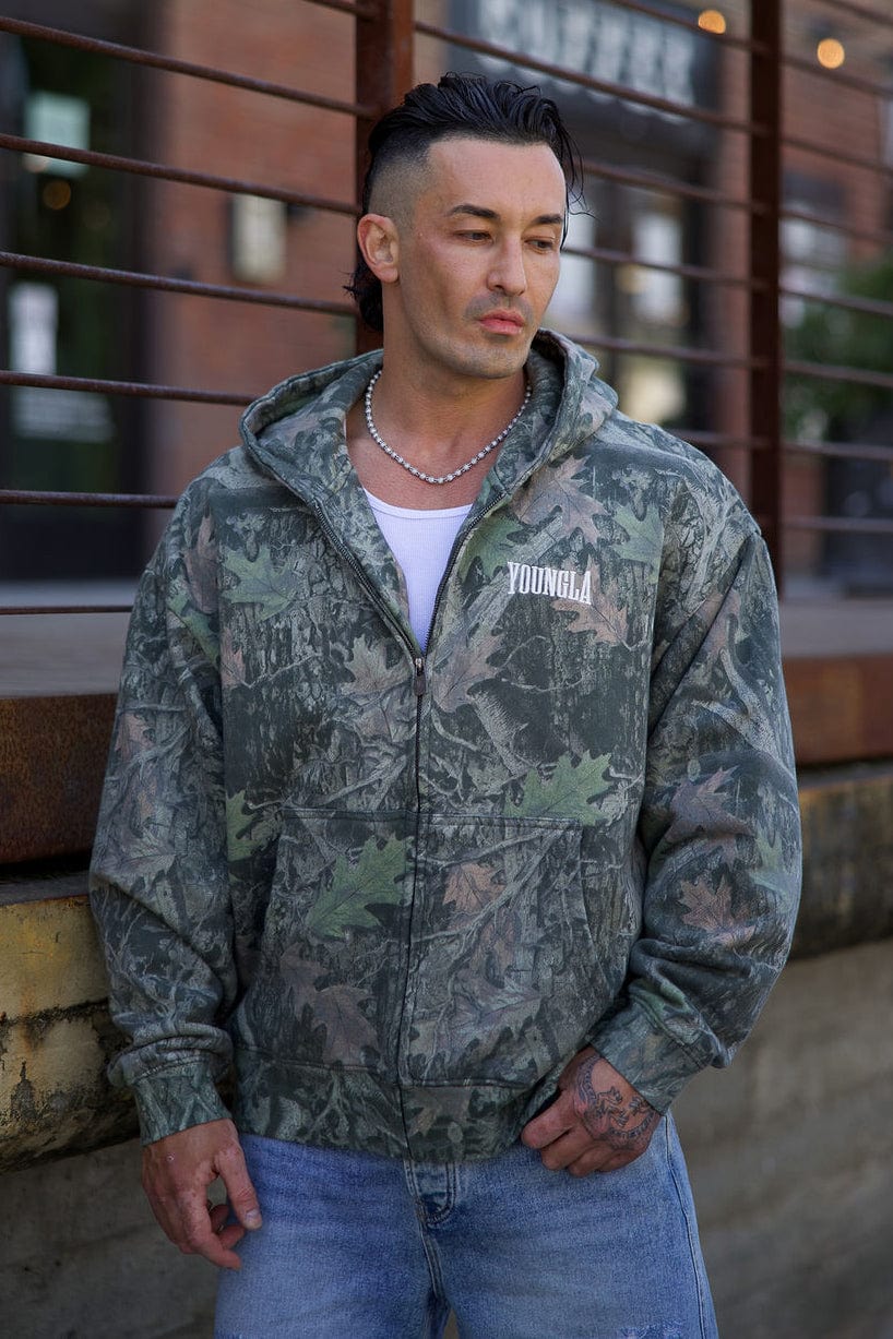YoungLA 5062 - Heritage Zip-Up Hoodies Green Tree Camo