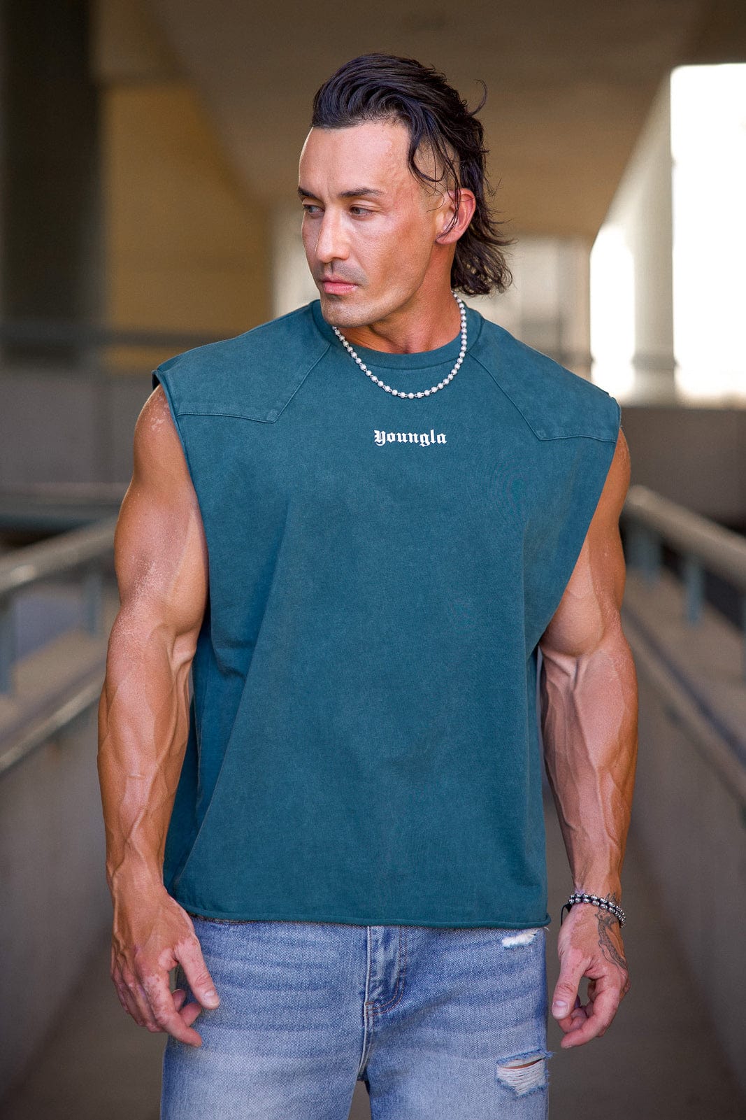 YoungLA 3076 - Western Cut-Offs Teal Wash