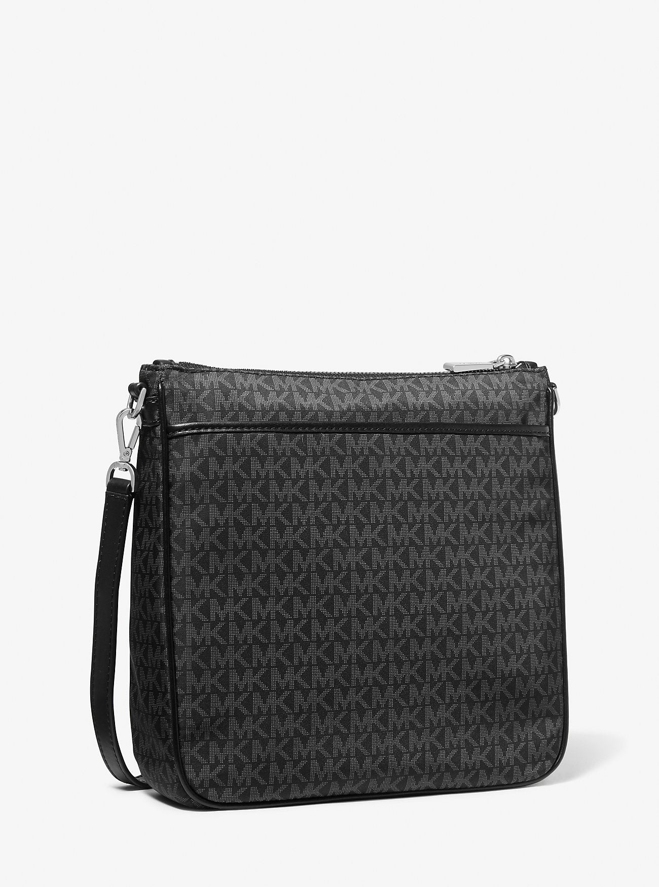 Jet Set Large Logo Print Woven Crossbody Bag Black Black