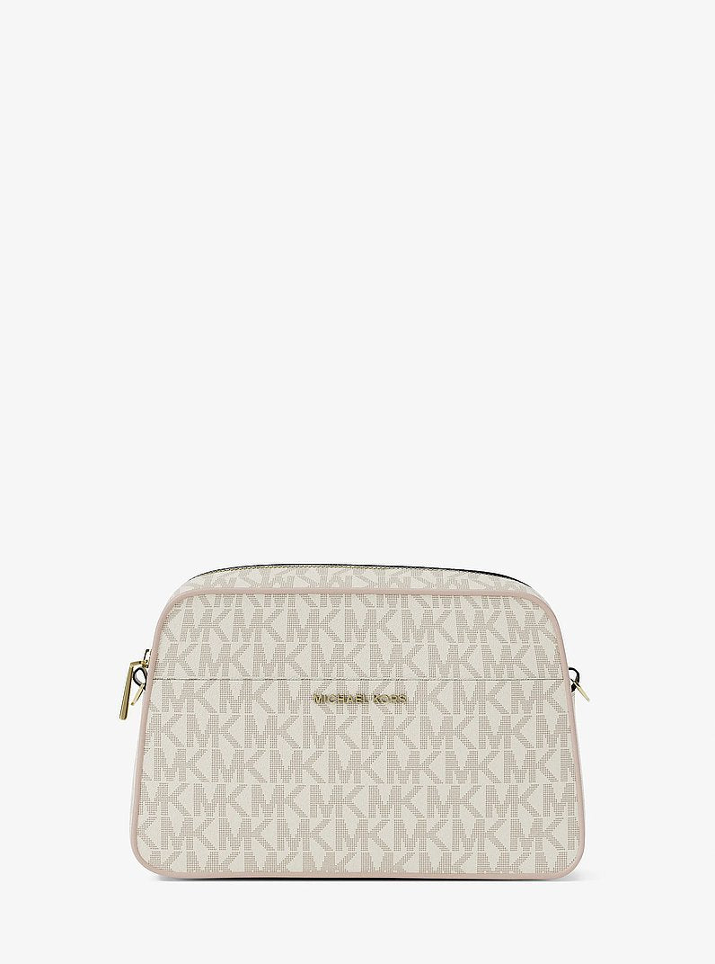 Michael Kors Jet Set Small Signature Logo Camera Crossbody Bag VANILLA/SOFT PINK