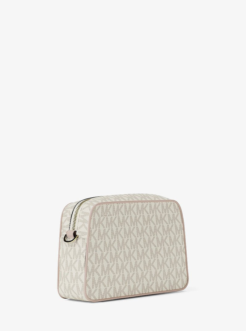 Michael Kors Jet Set Small Signature Logo Camera Crossbody Bag VANILLA/SOFT PINK