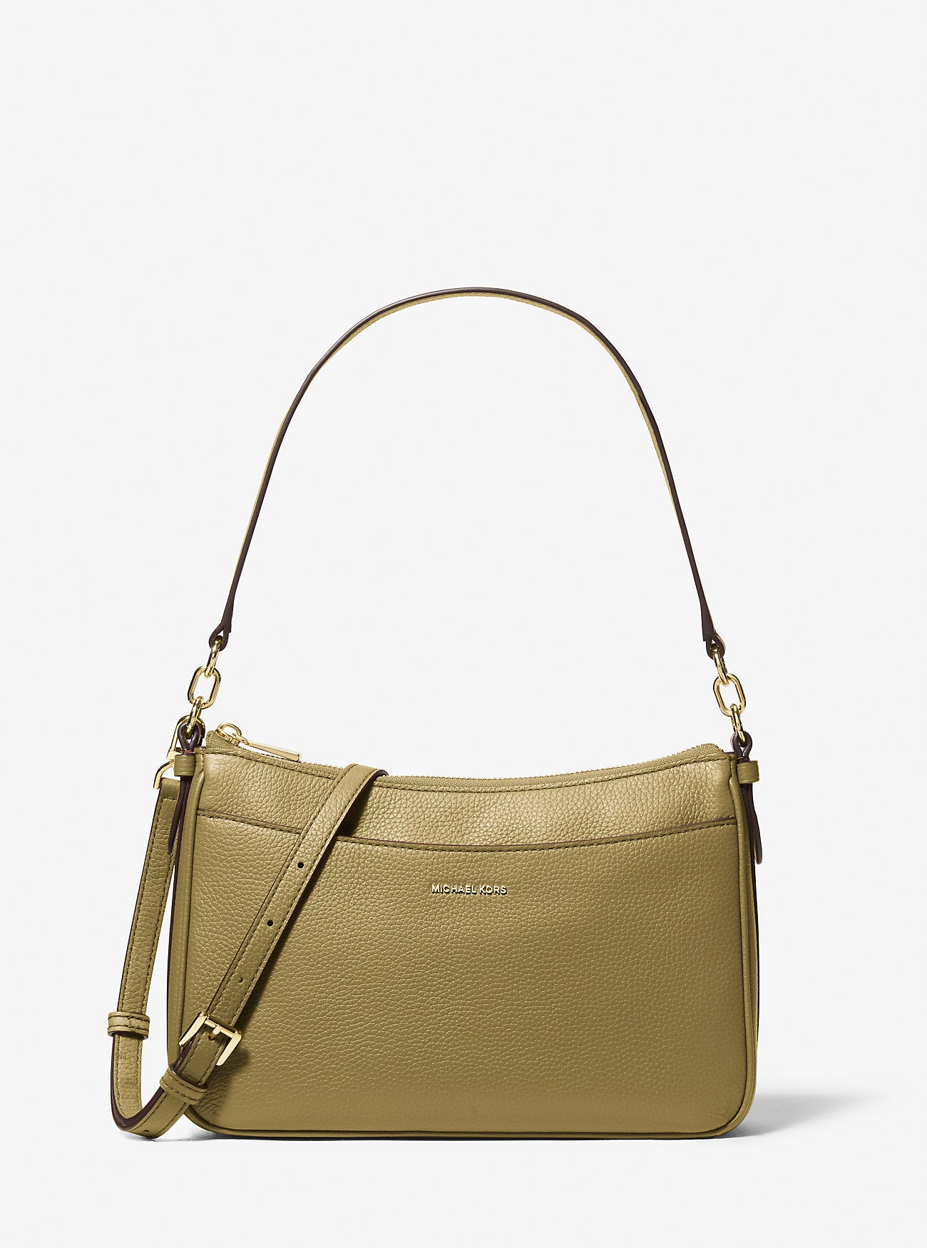 Jet Set Medium Pebbled Leather Convertible Crossbody Bag Pistachio Pistachio