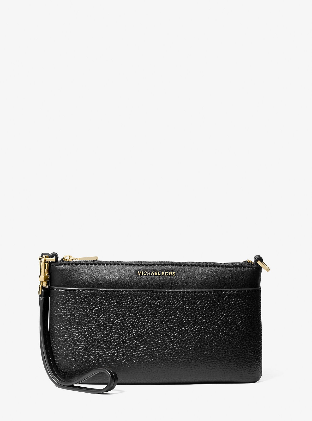 Jet Set Medium Pebbled Leather Wristlet Black Black