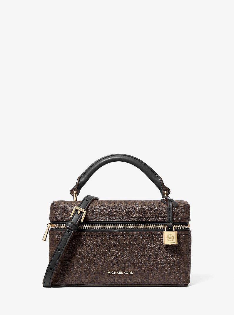 Michael Kors Jana Extra-Small Signature Logo Convertible Crossbody Bag BROWN/BLK