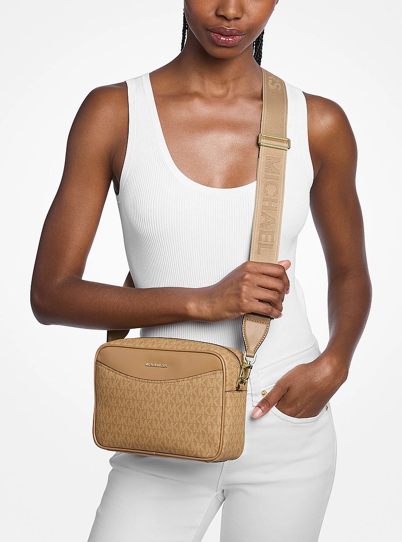Michael Kors Bev Large Signature Logo Crossbody Bag BURNT KHAKI