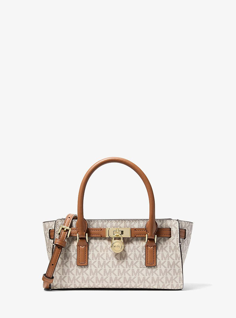 Michael Kors Hamilton Extra-Small Signature Logo Crossbody Bag VANILLA/ACORN