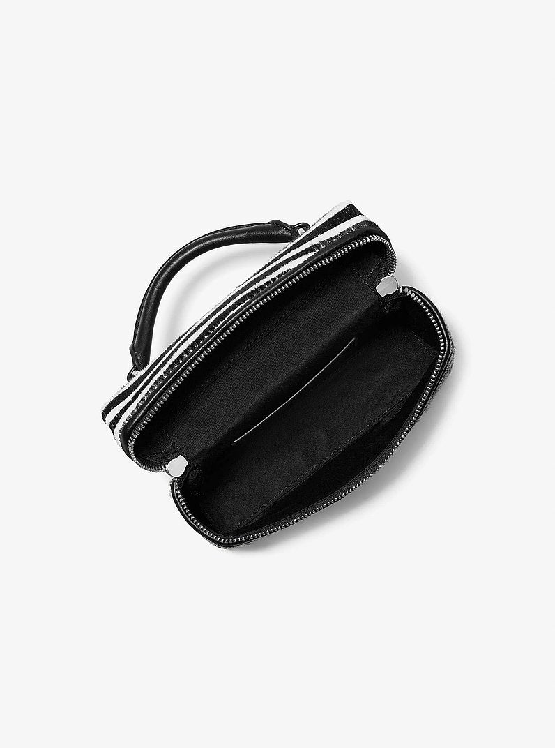 Michael Kors Jana Extra-Small Zebra Print Calf Hair Crossbody Bag BLACK COMBO