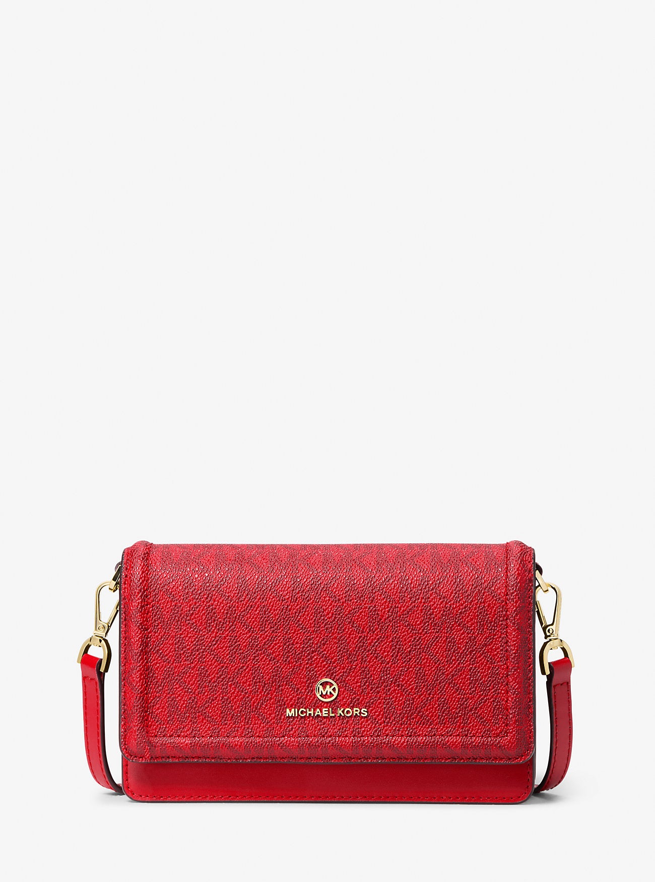 Jet Set Leather and Signature Logo Convertible Crossbody Bag Crimson Multi Crimson Multi