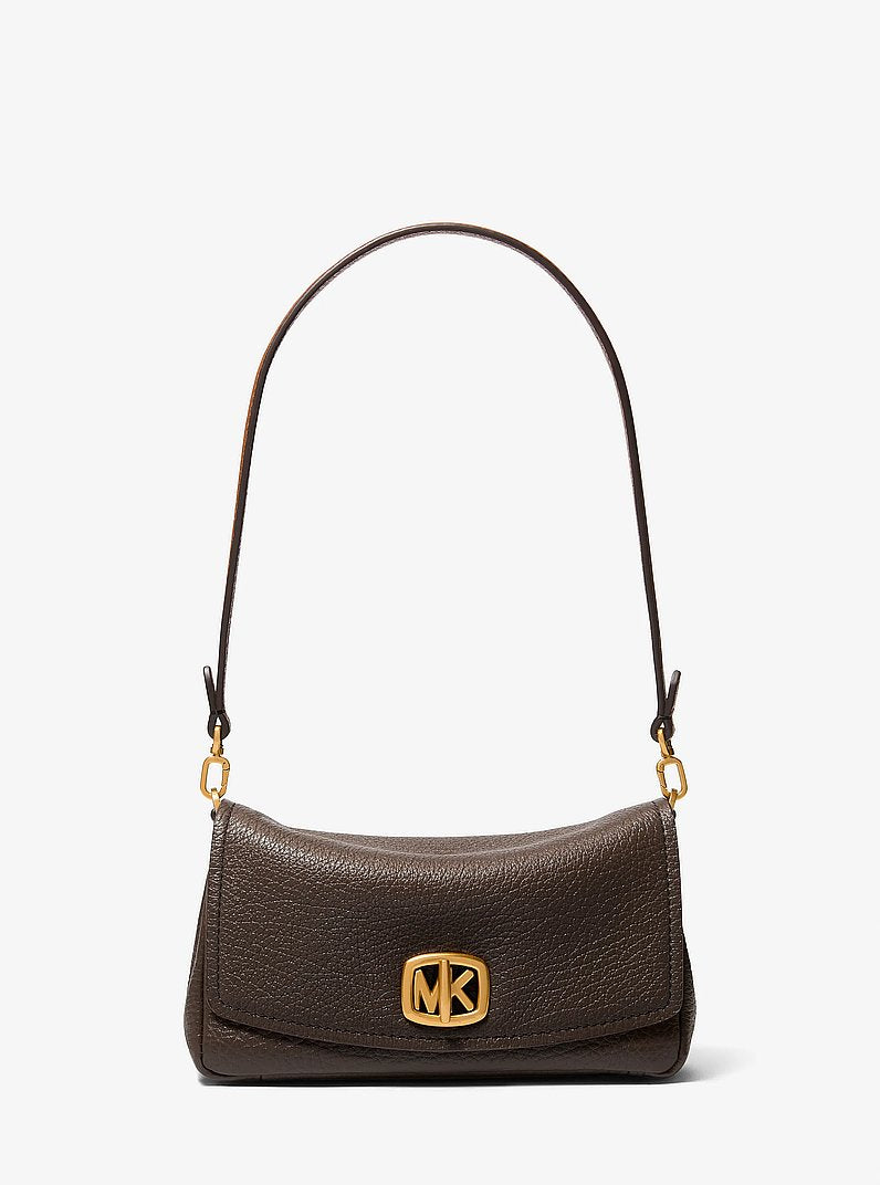 Michael Kors Bryant Small Textured Leather Pochette CHOCOLATE