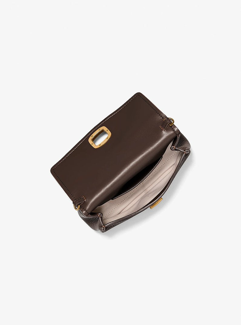 Michael Kors Bryant Small Textured Leather Pochette CHOCOLATE
