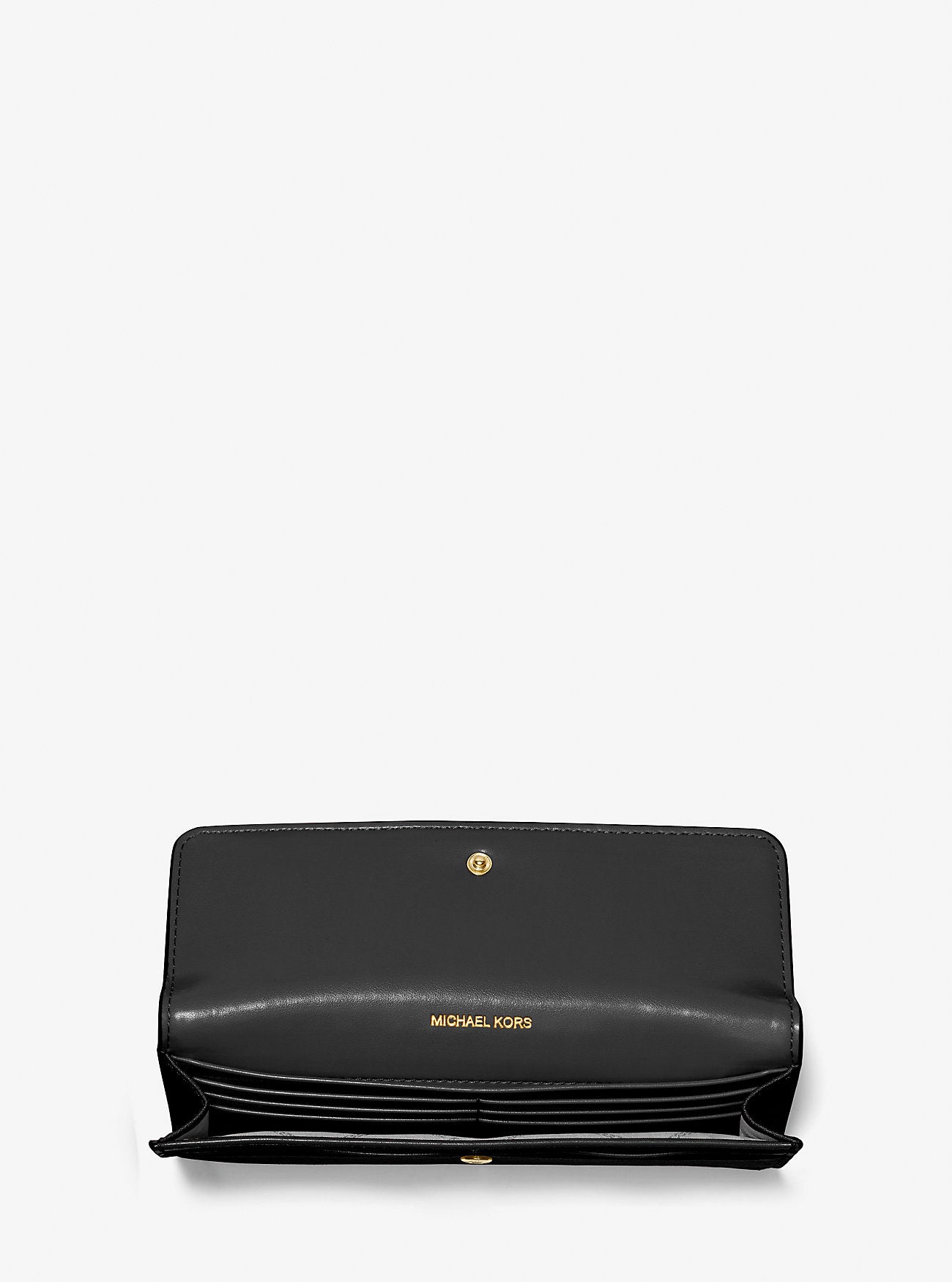 Jet Set Large Saffiano Leather Snap-Front Wallet Black Black