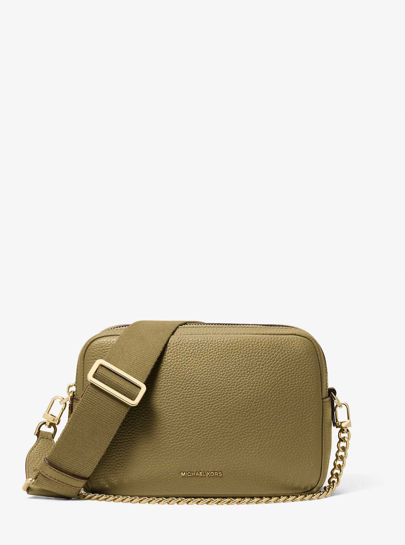 Bryant Medium Pebbled Leather Camera Crossbody Bag Pistachio Pistachio