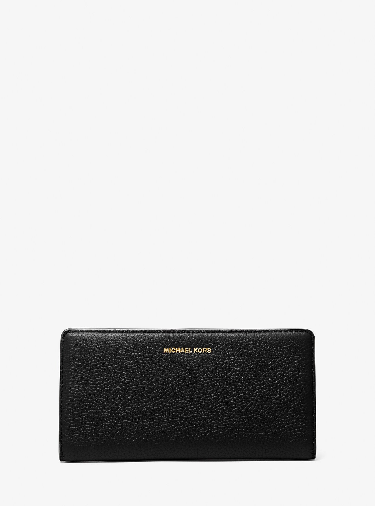Bryant Large Pebbled Leather Snap-Front Wallet Black Black