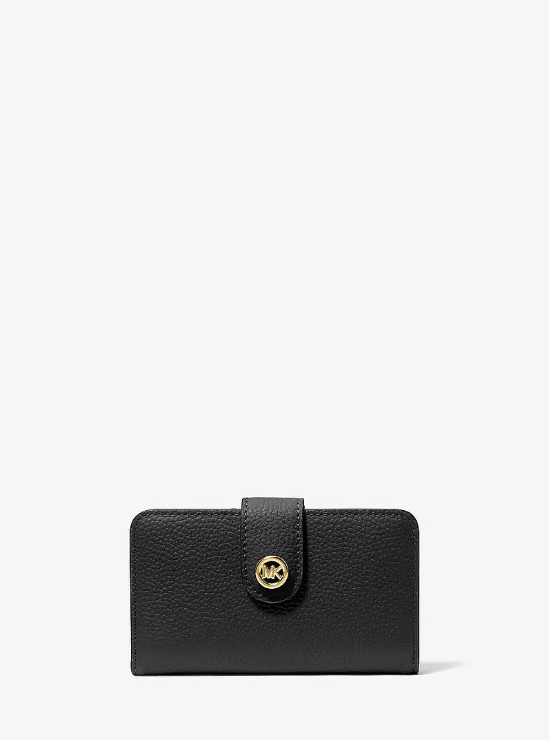 Michael Kors MK Pop Charm Medium Pebbled Leather Wallet BLACK
