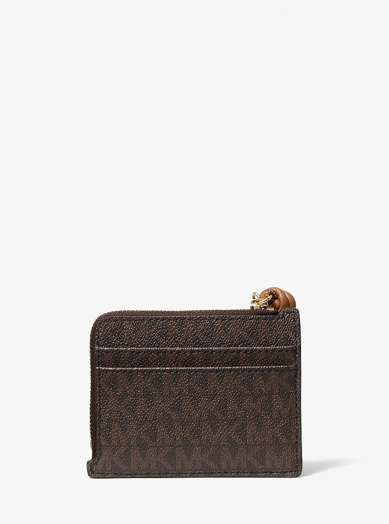 Michael Kors Jet Set Small Signature Logo Card Case Wristlet BRN/ACORN