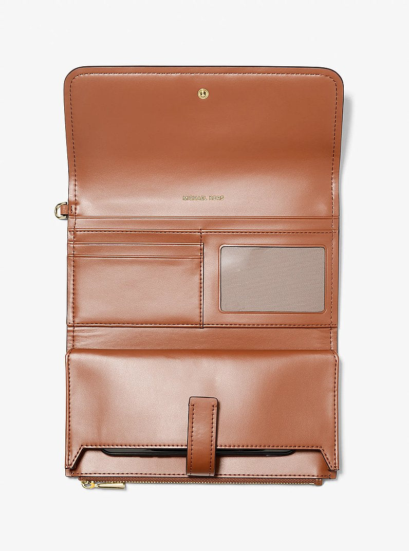 Michael Kors Jet Set Medium Pebbled Leather Smartphone Wristlet LUGGAGE