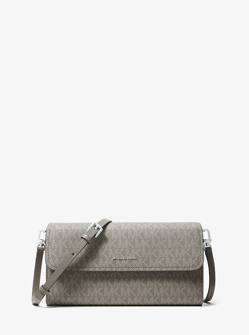 Michael Kors Jet Set Small Signature Logo Convertible Crossbody Bag HEATHER GREY