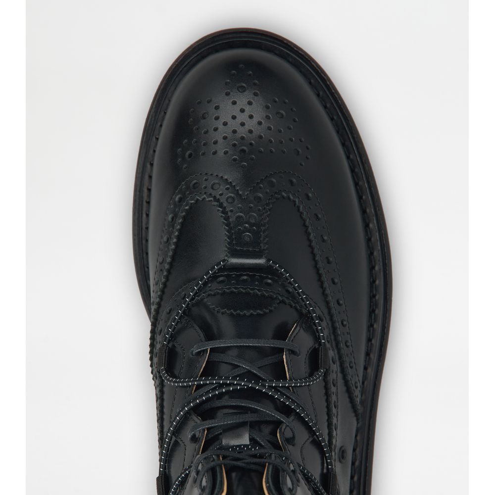 Tods Ankle Boots In Leather Nero Mens