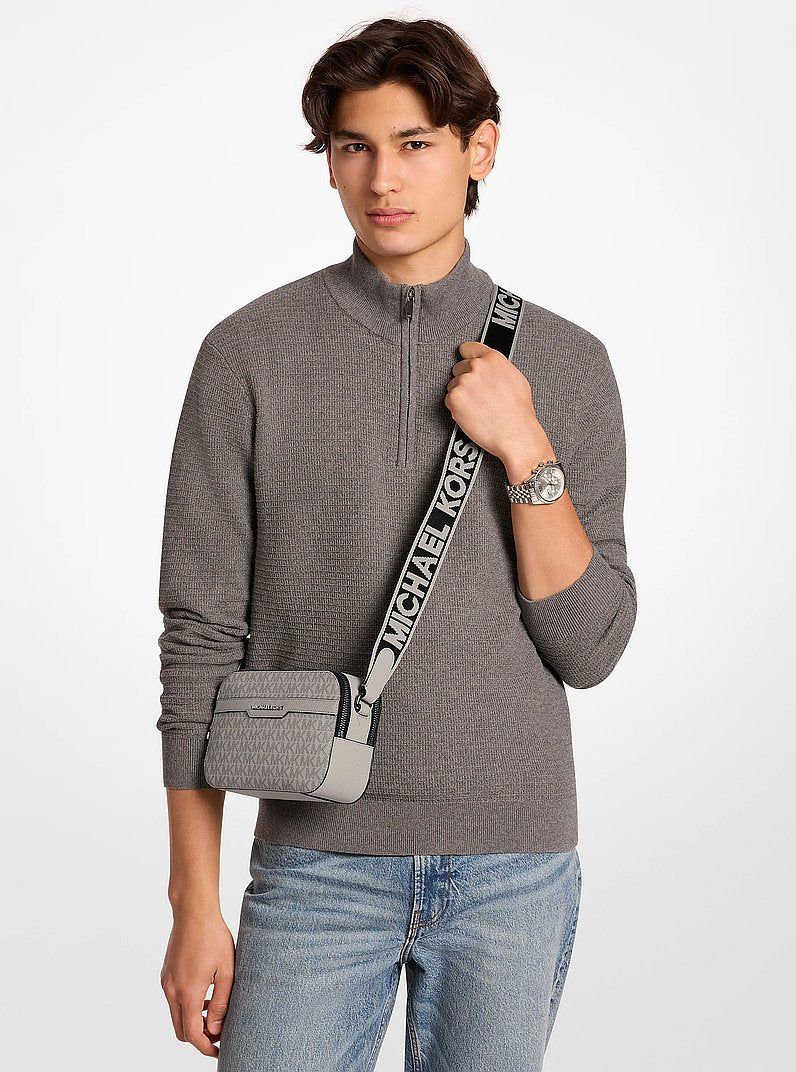 Michael Kors Hudson Signature Logo Camera Crossbody Bag NICKEL
