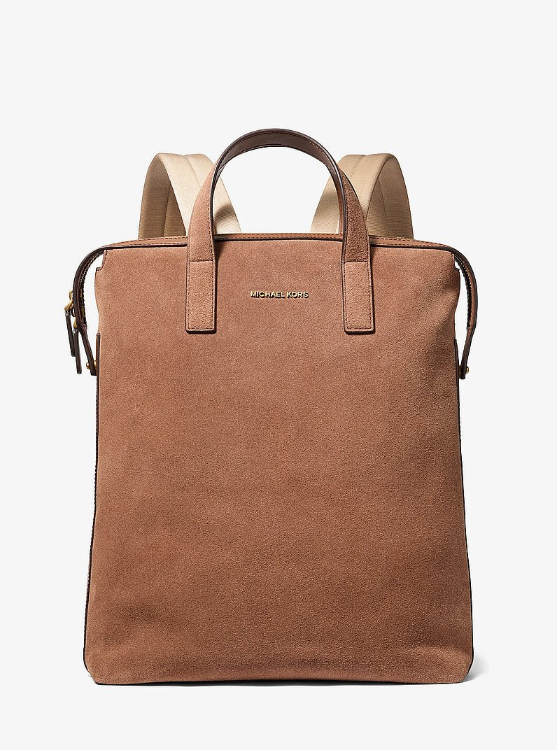 Michael Kors Nicholas Suede Convertible Backpack LUGGAGE