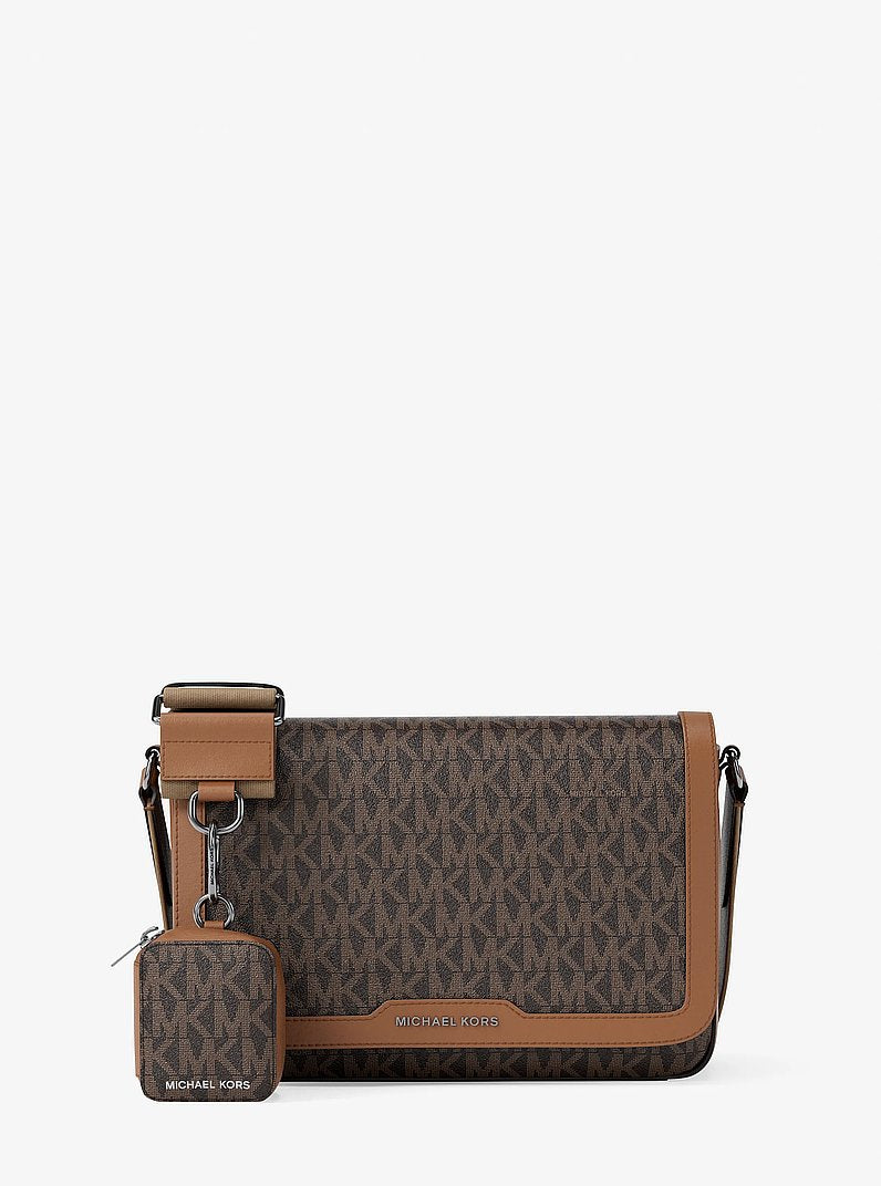 Michael Kors Hudson Mini Signature Logo Crossbody Bag With Airpod Case for Apple Airpods Pro BROWN/LUGGAGE