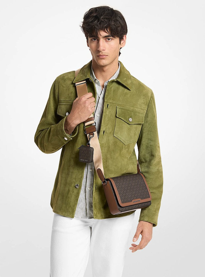 Michael Kors Hudson Mini Signature Logo Crossbody Bag With Airpod Case for Apple Airpods Pro BROWN/LUGGAGE
