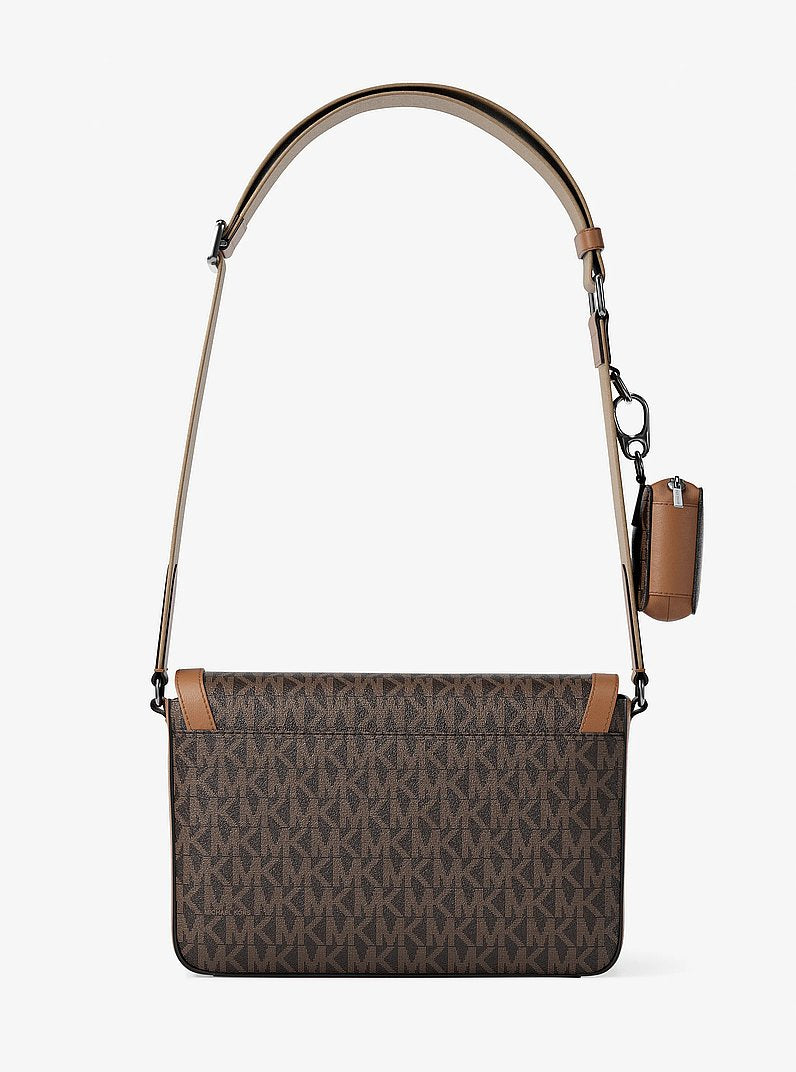Michael Kors Hudson Mini Signature Logo Crossbody Bag With Airpod Case for Apple Airpods Pro BROWN/LUGGAGE