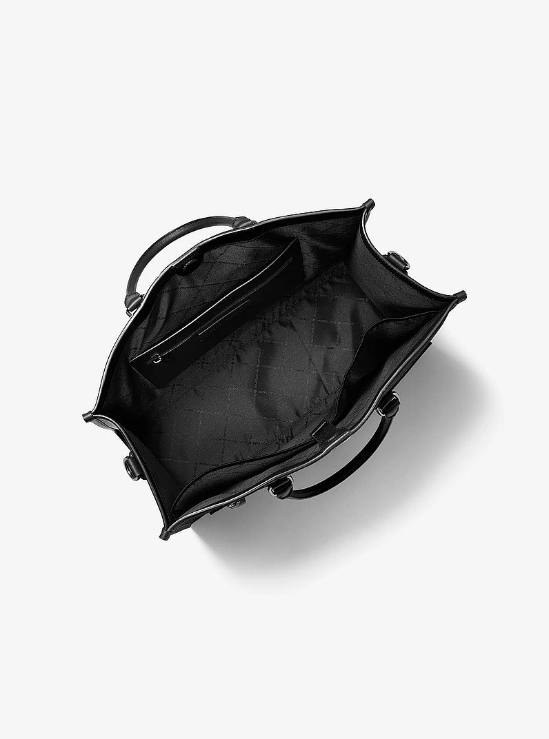 Michael Kors Jet Set Logo Embossed Leather Tote Bag BLACK