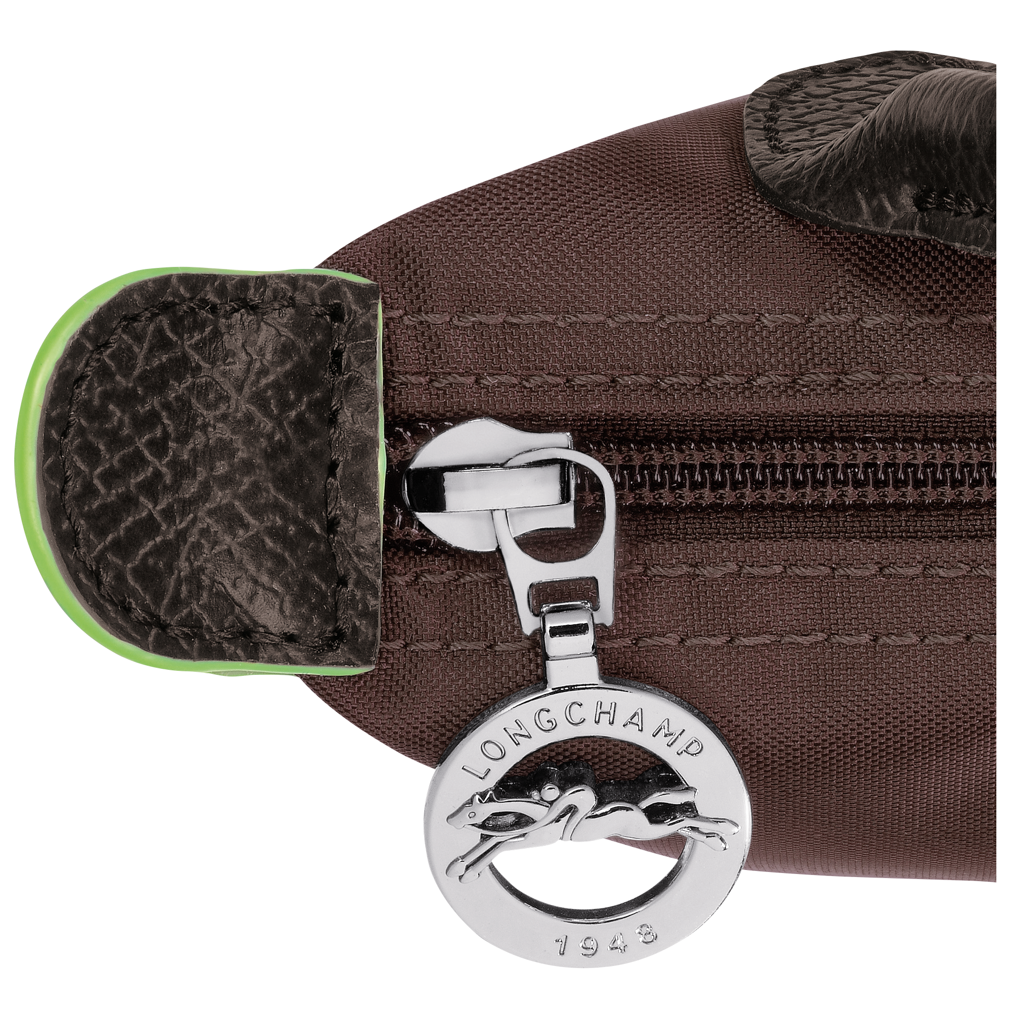 Longchamp Le Pliage Green Pouch with handle Mocha