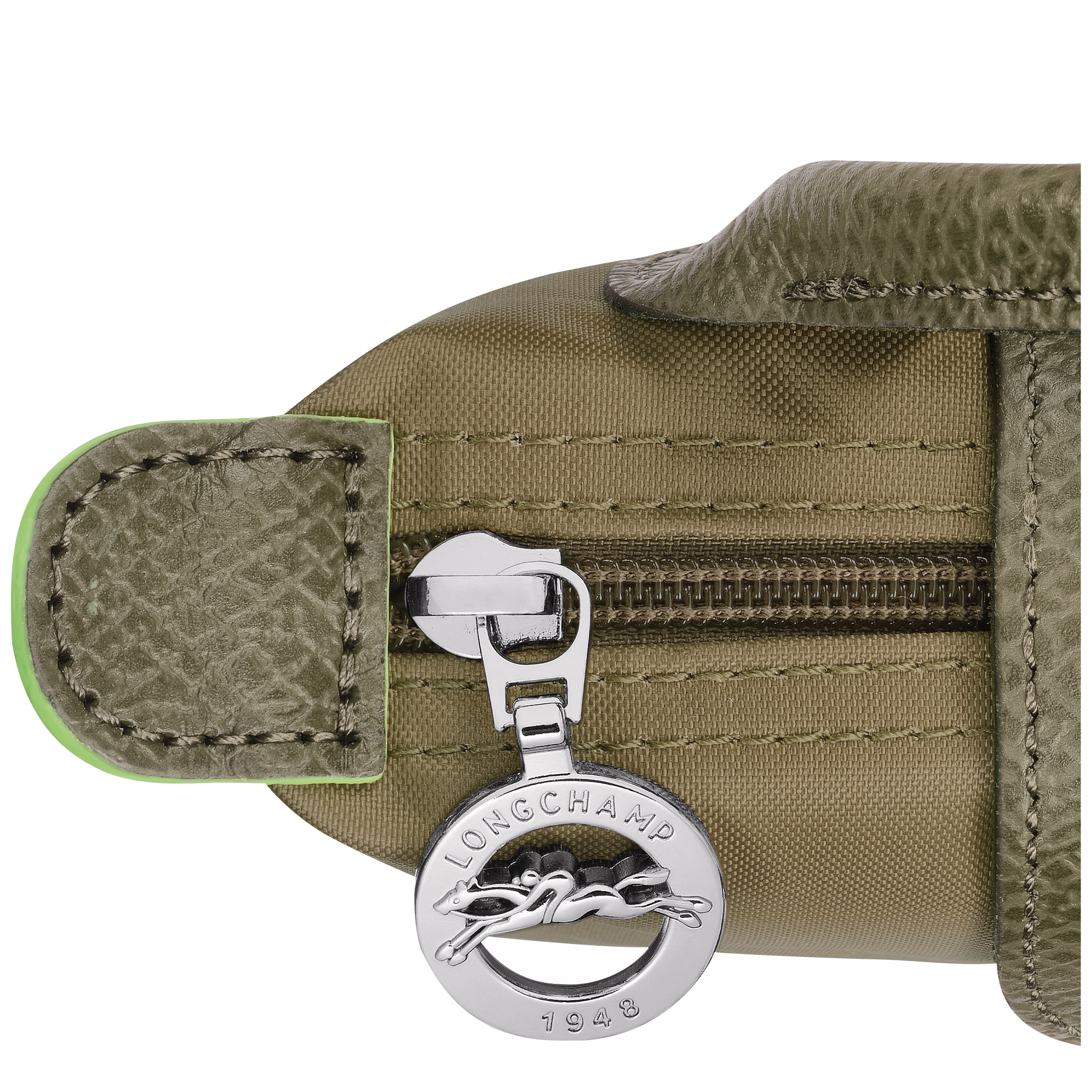 Longchamp Le Pliage Green Pouch with handle Artichoke