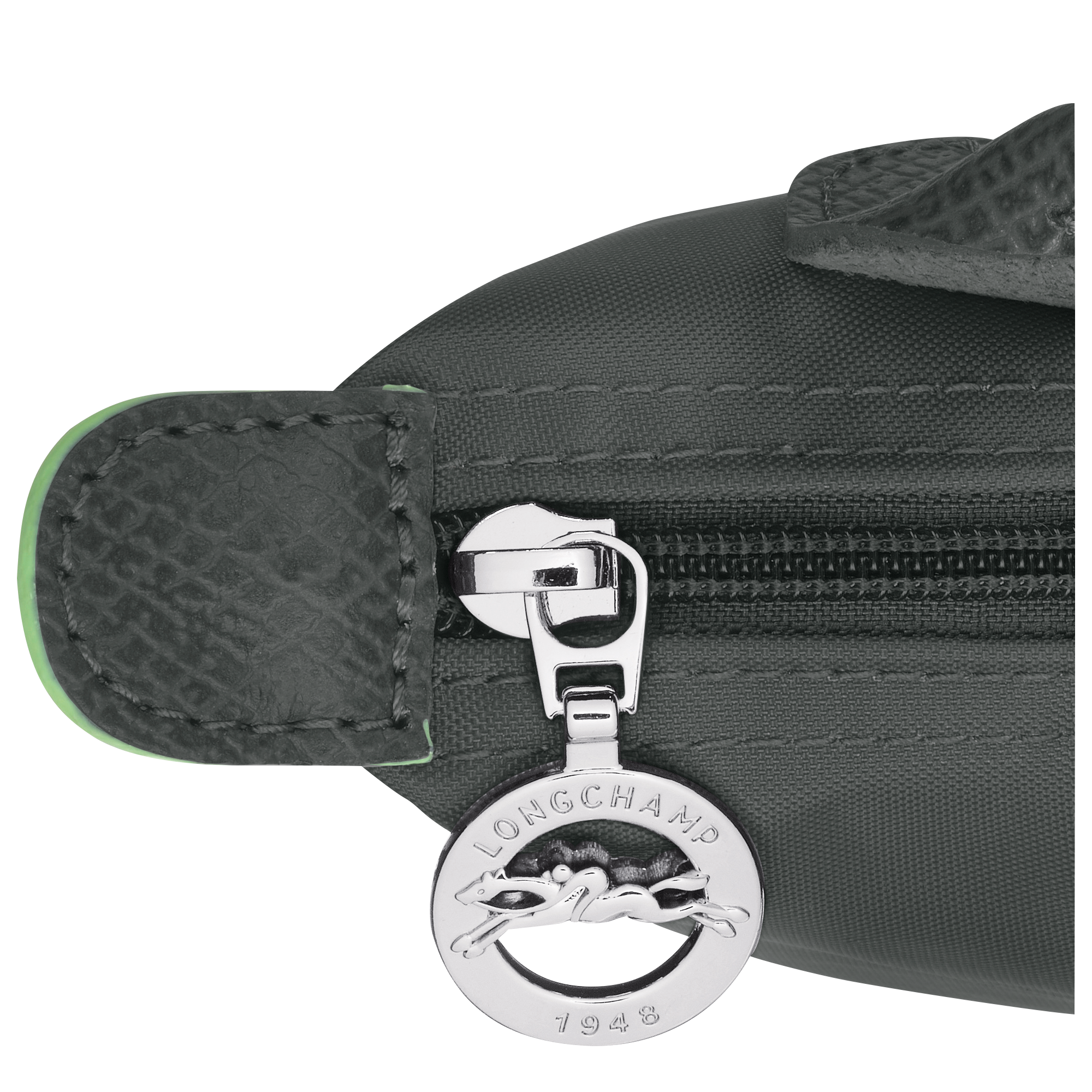 Longchamp Le Pliage Green Pouch with handle Graphite