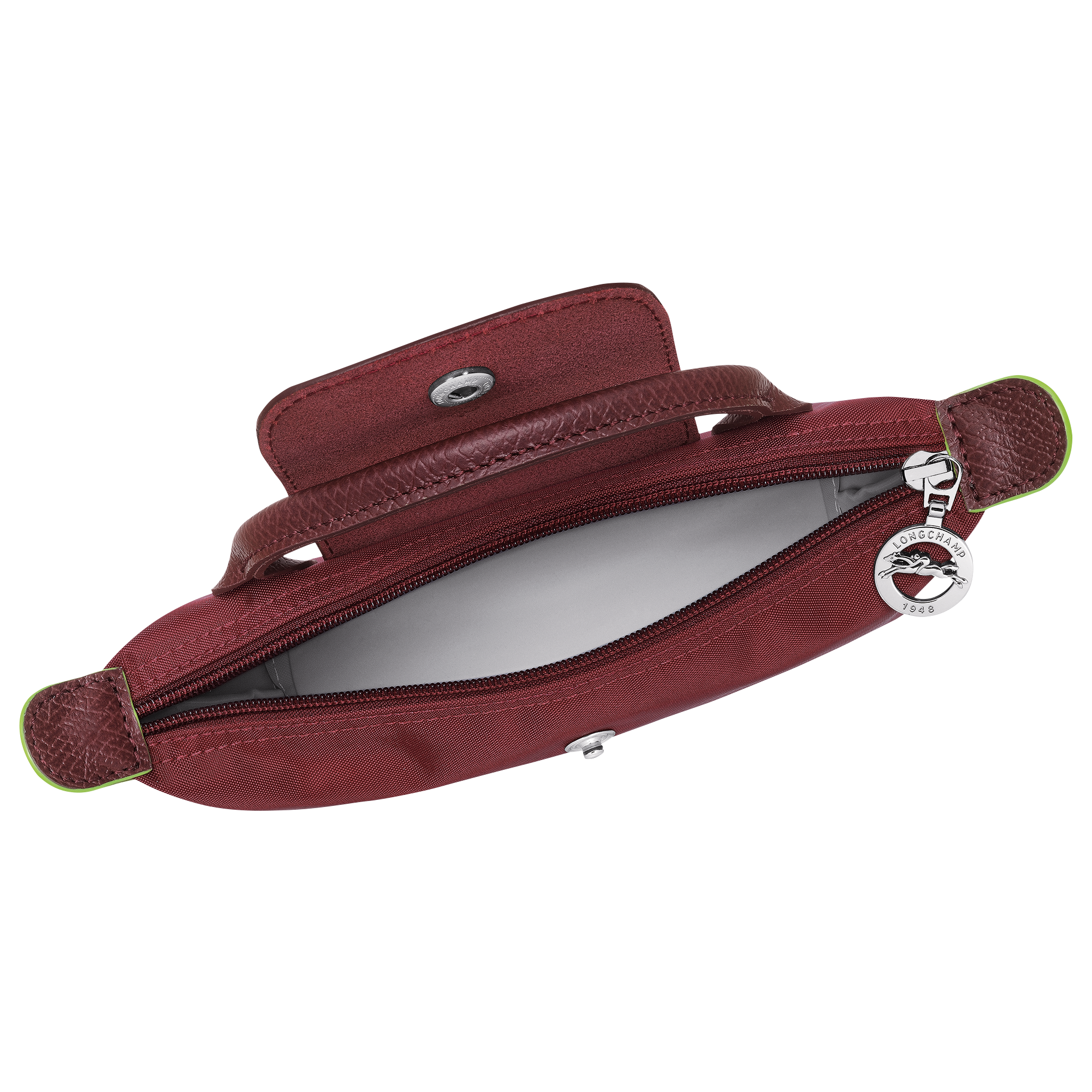 Longchamp Le Pliage Green Pouch with handle Pomegranate
