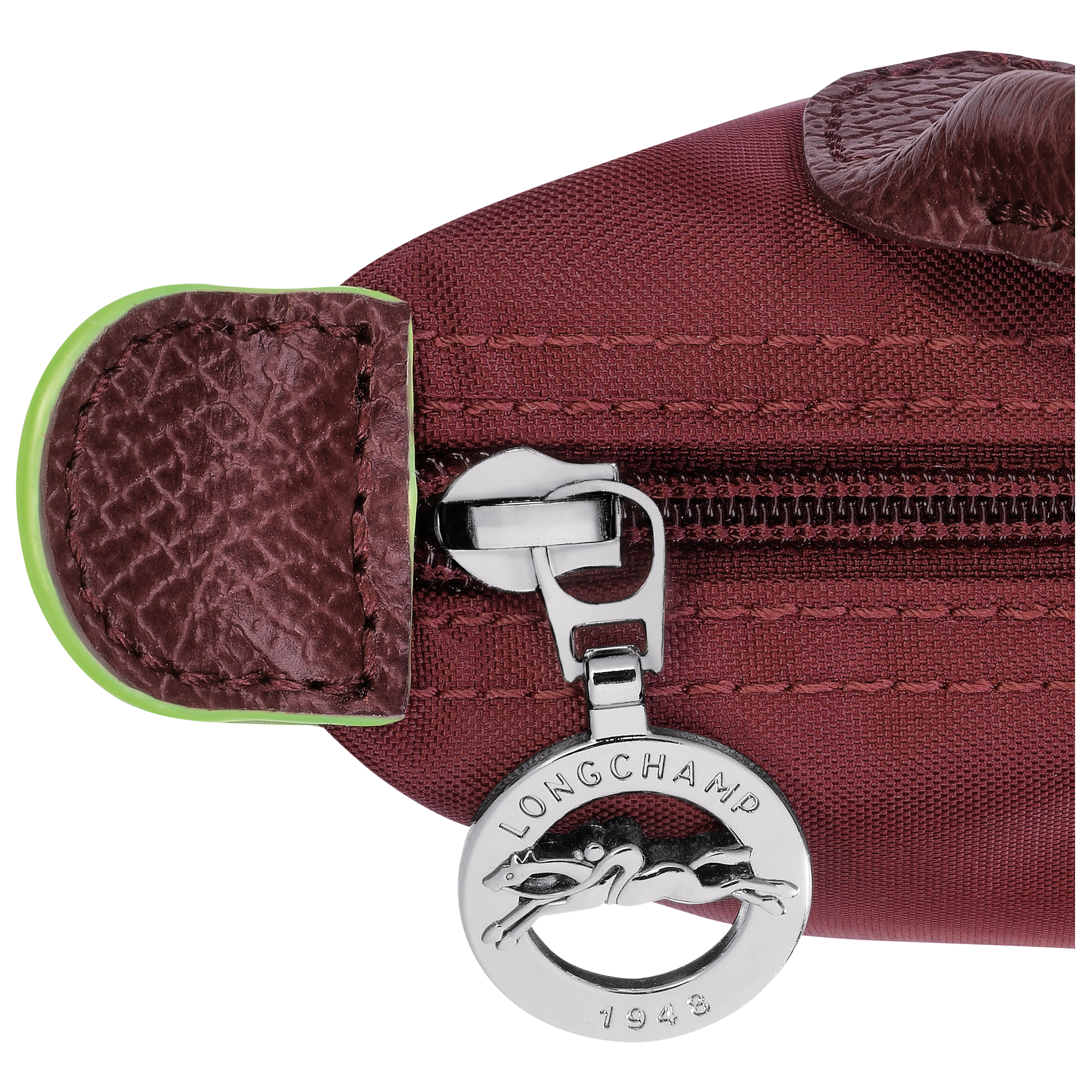 Longchamp Le Pliage Green Pouch with handle Pomegranate