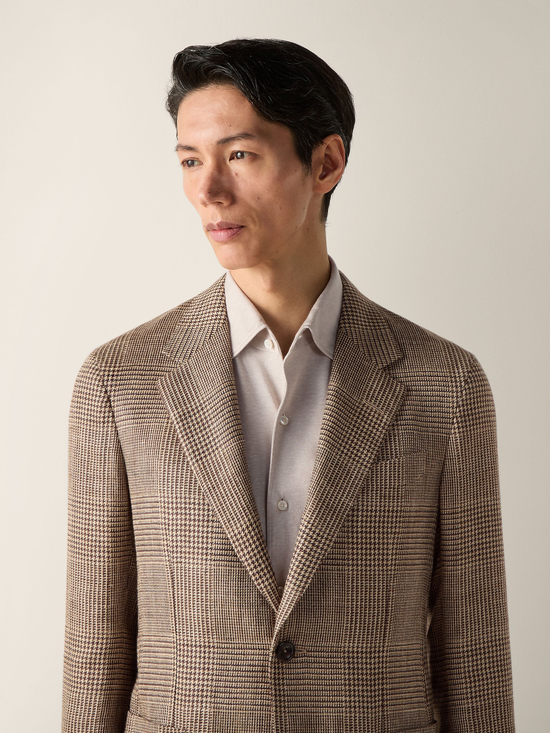 Zegna Beige And Dark Brown Silk Linen And Wool Jacket