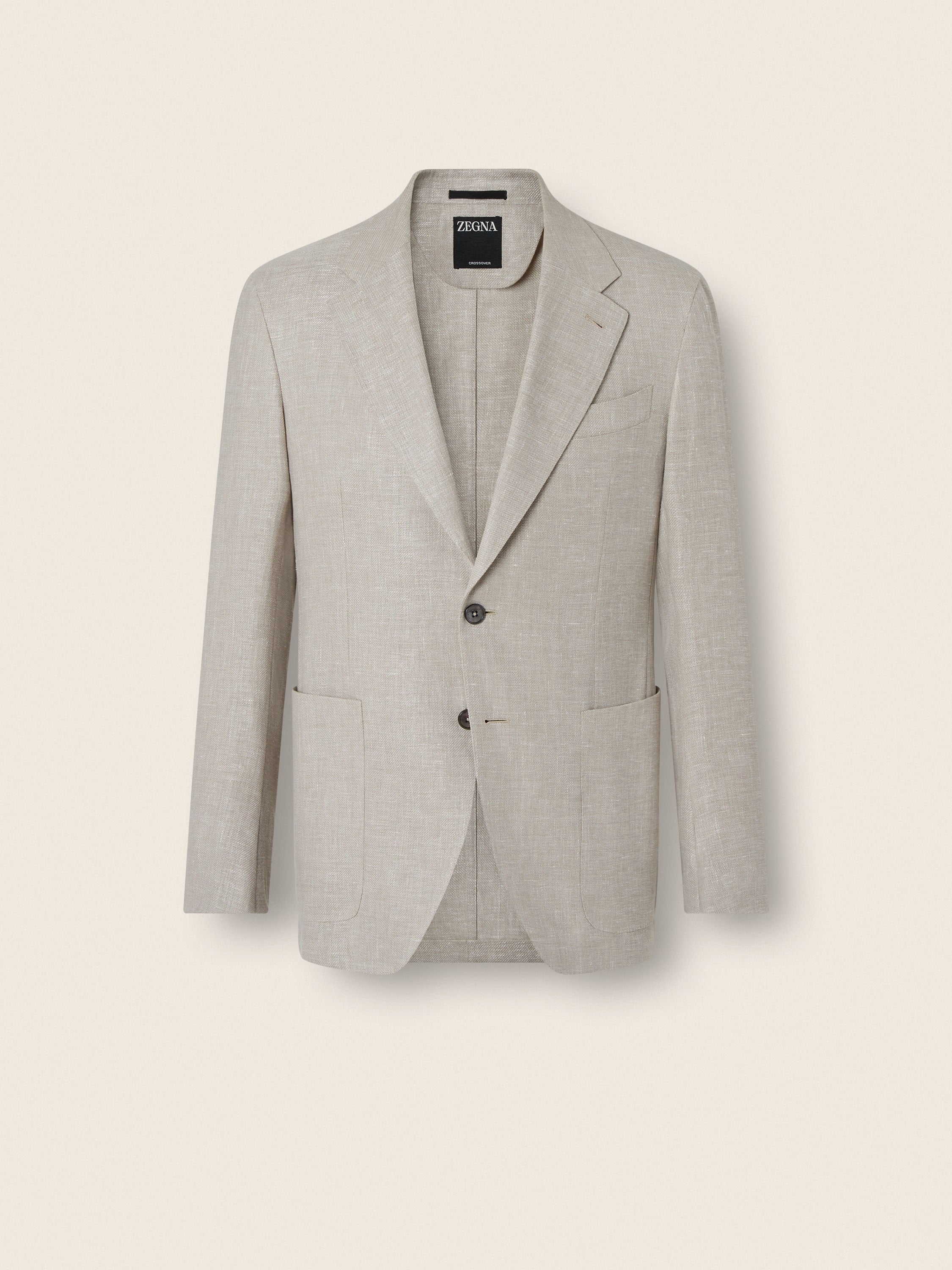 Zegna Light Beige Crossover Wool Linen And Silk Jacket