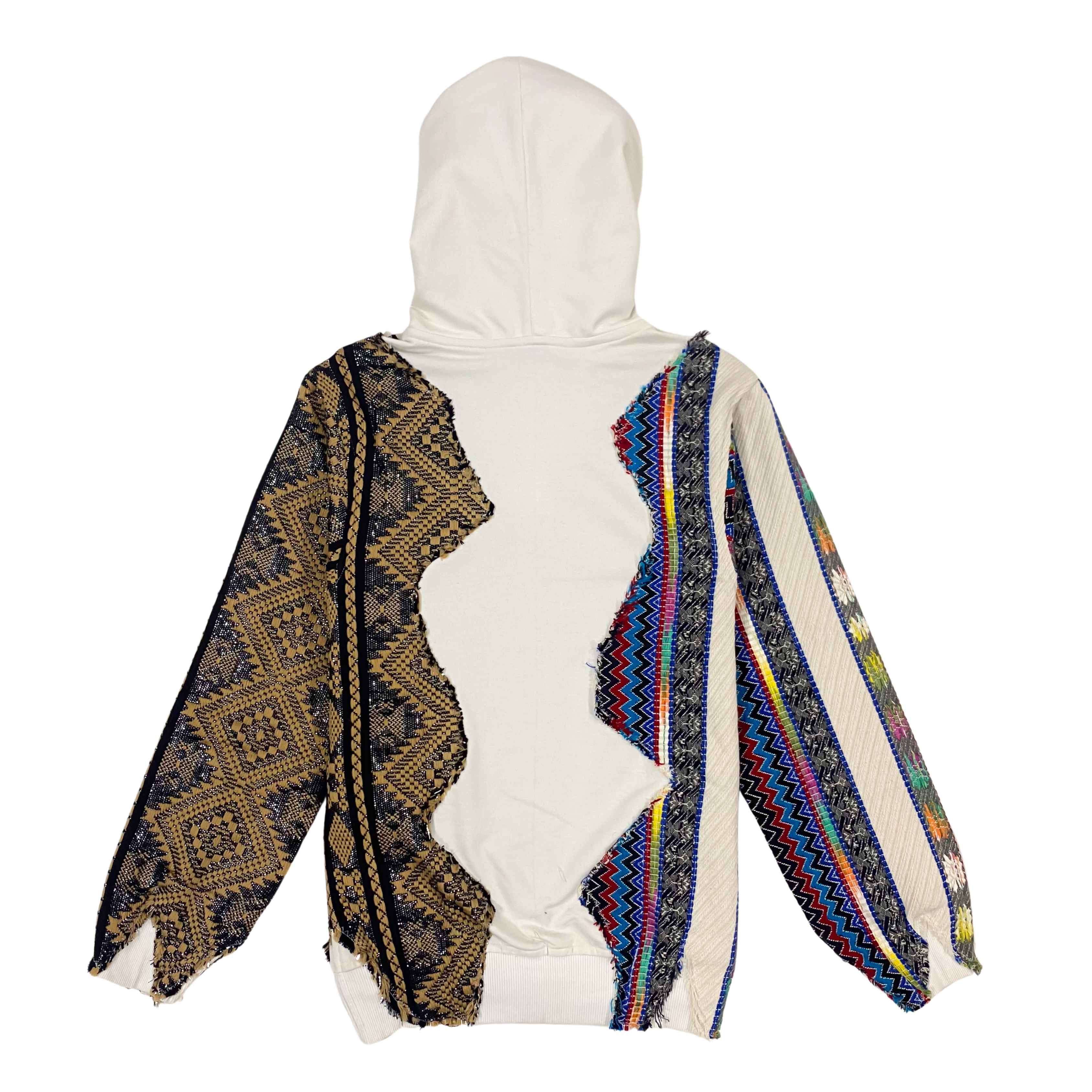 White Artistic Stitched Hoodie