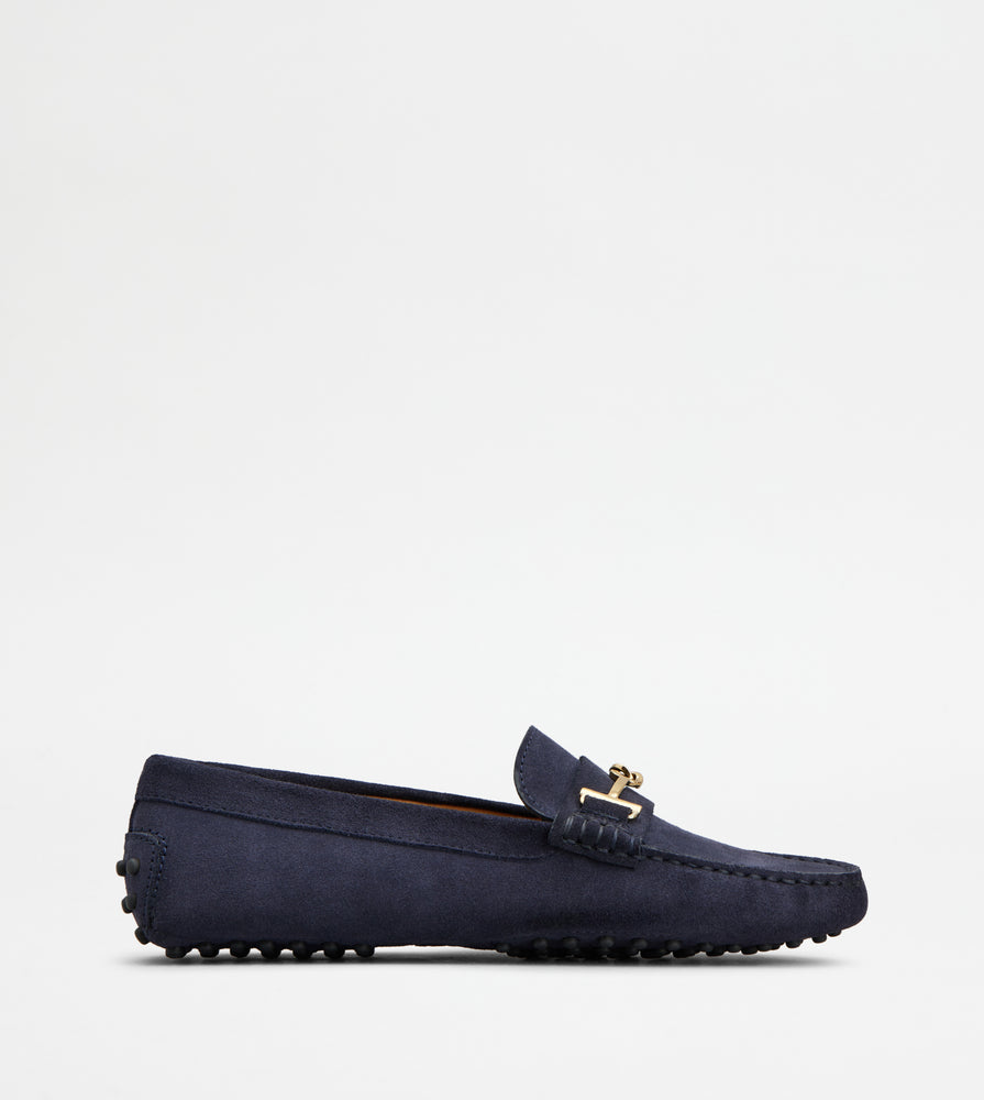 Tods Gommino Driving Shoes In Suede Blue Womens